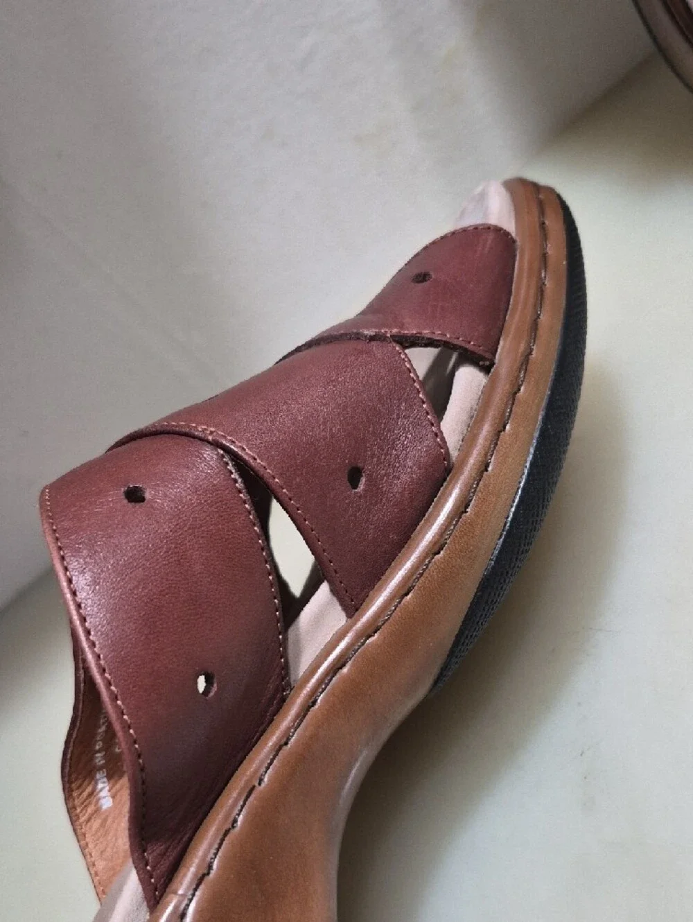 Dansko Brown Leather Cross-Strap Slide Sandals